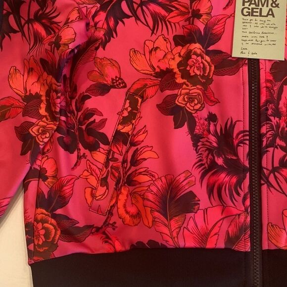 Pam&Gela Pink Paradise Crop Track Jacket Size M - Picture 5 of 6